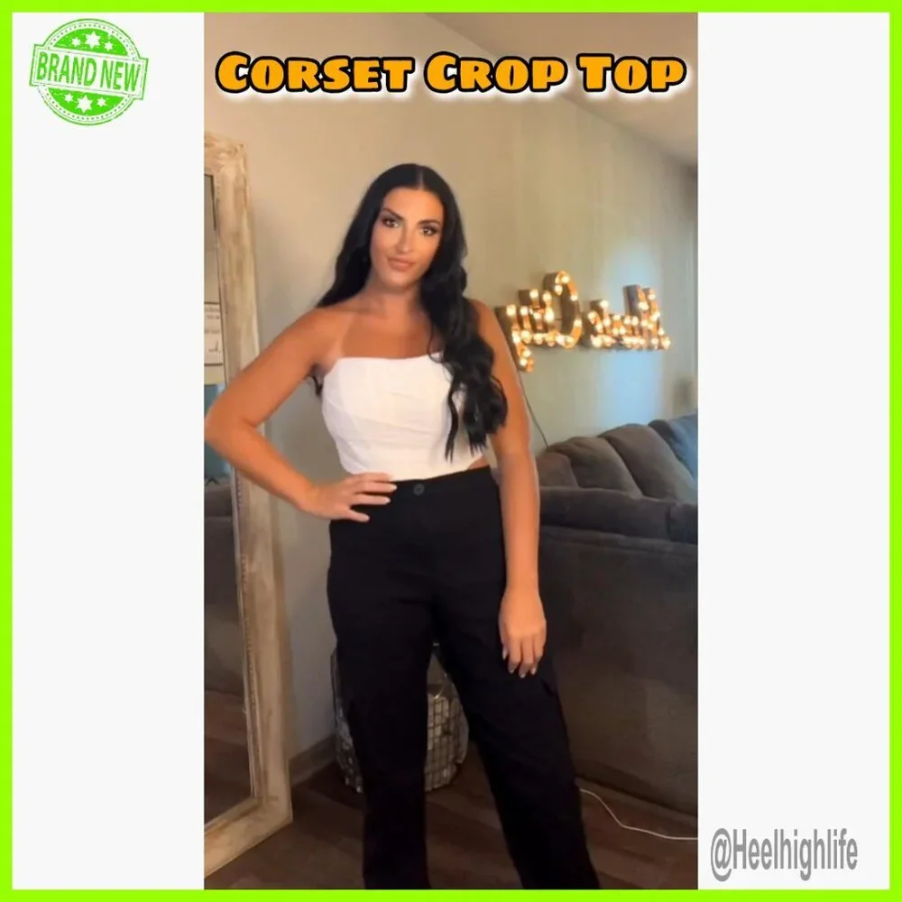 Mesh Strapless Corset Crop Top Boned Zip Back Bodyshaper Bustier